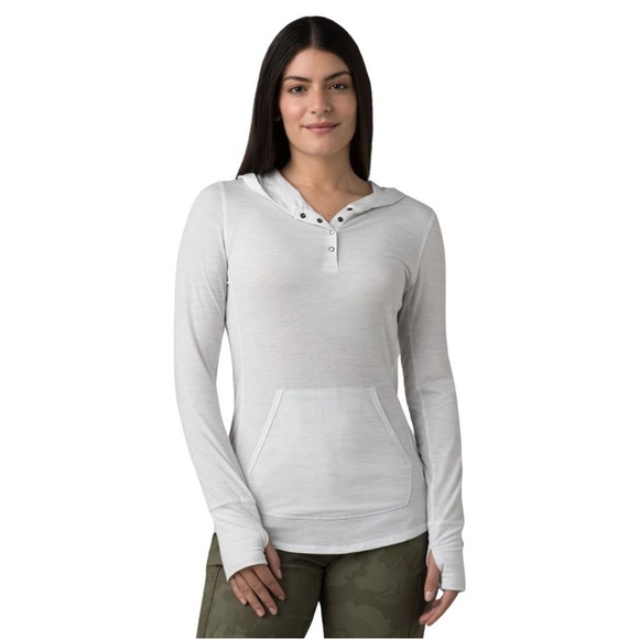 prAna Sol Protect Hoodie Women's Long Sleeve Sweatshirt, Soft White, Medium - Picture 1 of 6